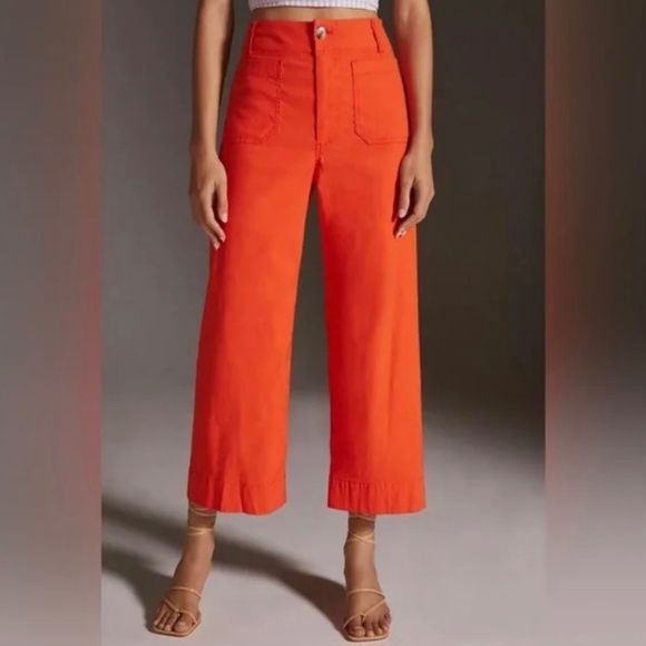 Maeve Pants - The Colette Linen Blend Crop Wide-Leg Pants by Maeve